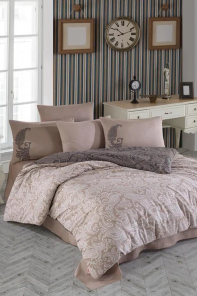 Leona Çift Kişilik Ranforce Nevresim Takımı Bej ürün görseli