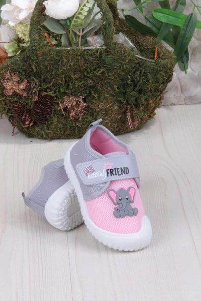 Fort 3448 Gz Fil Figürlü Anaokulu Kreş Ev Kız Çocuk Keten Panduf Ayakkabı - Resim 4