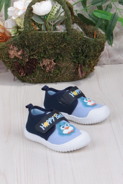 Fort 3356 Gz Kuş Figürlü Anaokulu Kreş Ev Erkek Çocuk Keten Panduf Ayakkabı ürün görseli