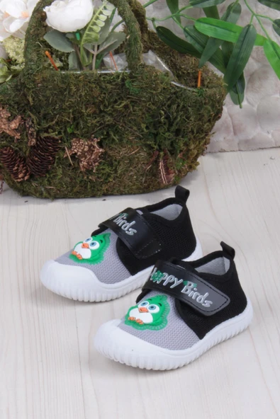 Fort 3356 Gz Kuş Figürlü Anaokulu Kreş Ev Erkek Çocuk Keten Panduf Ayakkabı - Resim 8