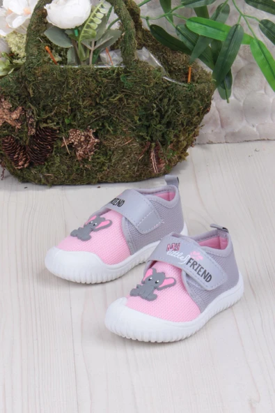 Fort 3448 Gz Fil Figürlü Anaokulu Kreş Ev Kız Çocuk Keten Panduf Ayakkabı - Resim 3