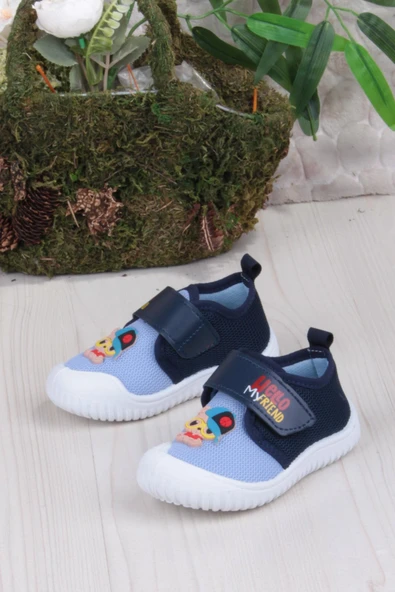 Fort 3451 Gz Köpek Figürlü Anaokulu Kreş Ev Erkek Çocuk Keten Panduf Ayakkabı - Resim 3