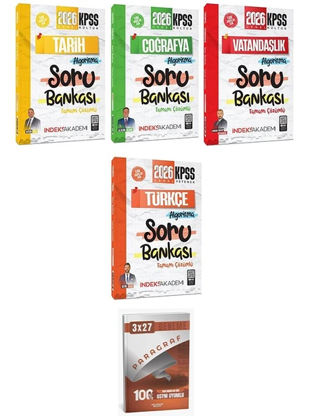 İndeks + Anla Kazan 2026 KPSS Tarih + Coğrafya + Vatandaşlık + Türkçe Algoritma Soru Bankası 4 lü Set İndeks Akademi Yayıncılık