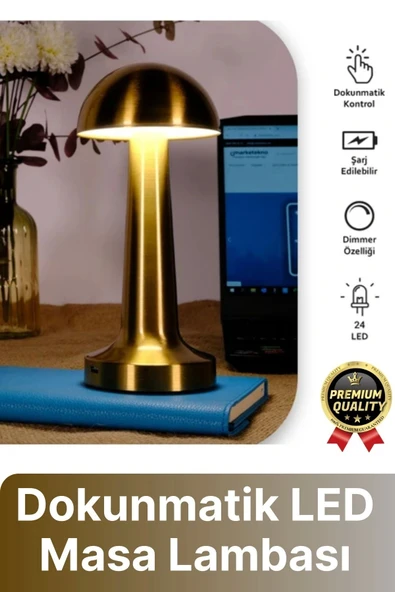 Özel Üretim Dokunmatik Şarjlı Dekoratif 3 Modlu 23 cm x 9 cm Modern Aç/Kapa Butonlu Led Masa Lambası - 1
