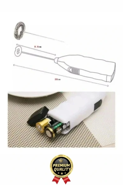 Premium Çelik Uçlu Pilli Mini Kahve Sos Krema Mama Yumurta Çırpıcı Karıştırıcı Süt Köpürtücü Mikser - 6