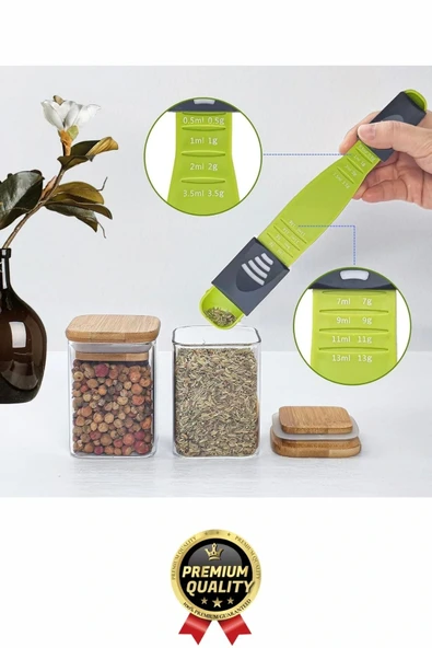 Premium Seri Gıda Sıvı Katı Şeker Tuz Kahve Baharat Ayarlanabilir Çift Taraflı Hassas Ölçüm Kaşığı - 3