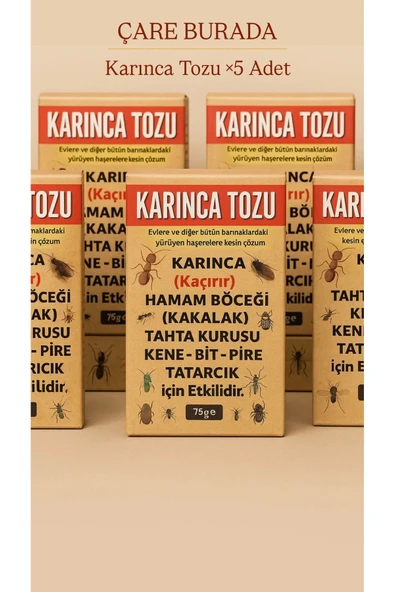 Karınca Tozu ×5 Adet 75 gr (Kene & Bit & Pire & Tahta Kurusu & Hamam Böceği)