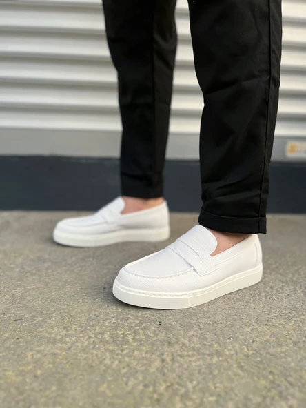 JY180 Estilo X Bağcıksız Cilt Erkek Günlük Spor Klasik Ayakkabı CBT - Beyaz - Resim 2