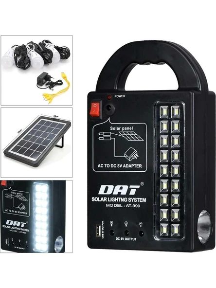 Everton Rt-999 SolarPanelli /Ledli Güneş Enerjili Radyo Usb/ 3 Adet Ampul Şarjlı (Solar 9V - 1