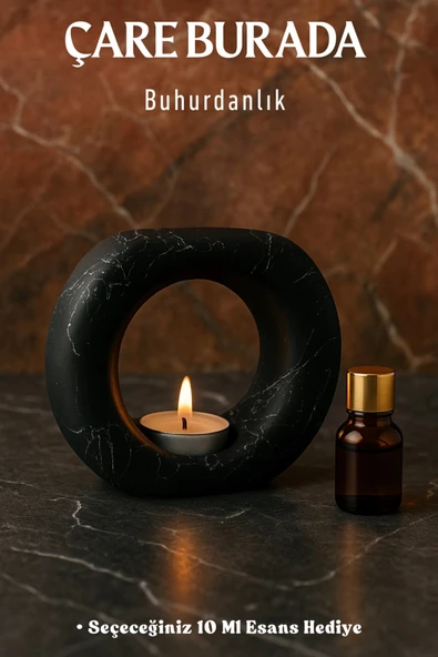 Siyah Renk Halka Buhurdanlık (Seçeneğiniz 10 Ml Esans Hediye) ürün görseli