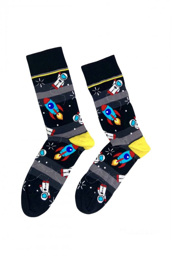Tek Çift Uzay Desenli Eğlenceli  Çorap  36-41 numara  T-0228