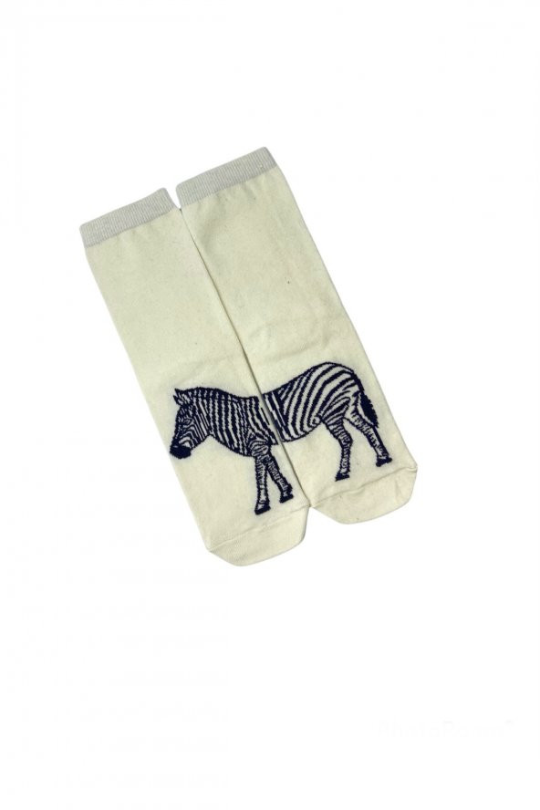 Tek Çift Zebra Desenli Eğlenceli Çorap  36-41 numara  T-0029