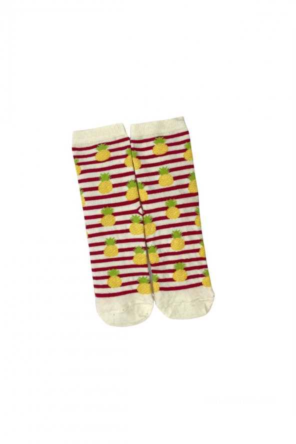 Tek Çift Ananas Desenli Eğlenceli Çorap  36-41 numara  T-0035