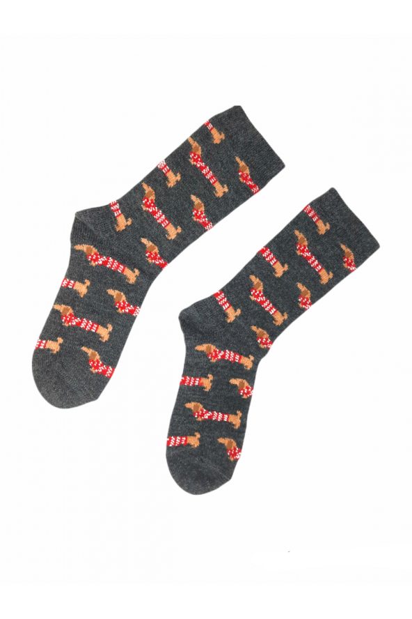 Tek Çift Örme Desenli Christmas Soket Bot Çorabı  36-41 numara  T-0251