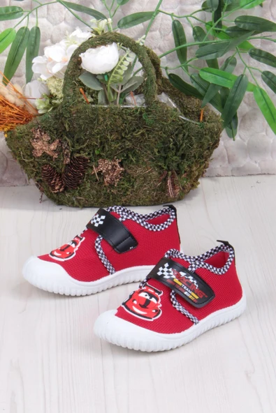 Fort 3449 Gz Araba Figürlü Anaokulu Kreş Ev Erkek Çocuk Keten Panduf Ayakkabı - Resim 8