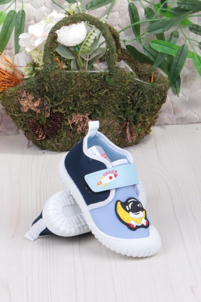 Fort 3410 Gz Astronot Anaokulu Kreş Ev Erkek Çocuk Keten Panduf Ayakkabı - Resim 4