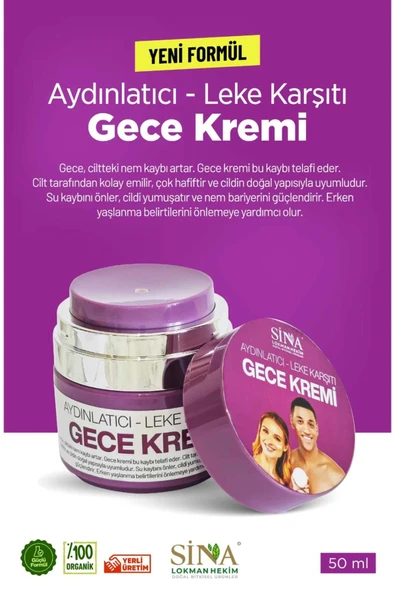 Sina - Aydınlatıcı & Leke Karşıtı Gece Kremi 50 ml