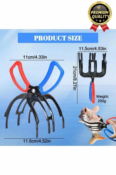 Çok Fonksiyonlu Ergonomik Tasarım Kaymayı Engelleyen Pense 3 Pençeli 11 cm Balık Sabitleyici Maşa - 3