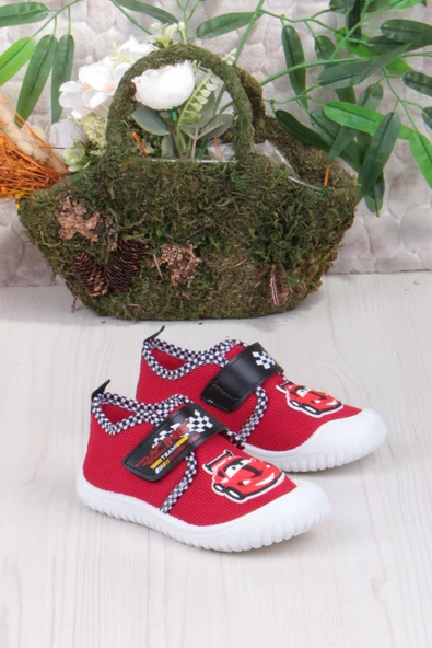 Fort 3449 Gz Araba Figürlü Anaokulu Kreş Ev Erkek Çocuk Keten Panduf Ayakkabı - Resim 6