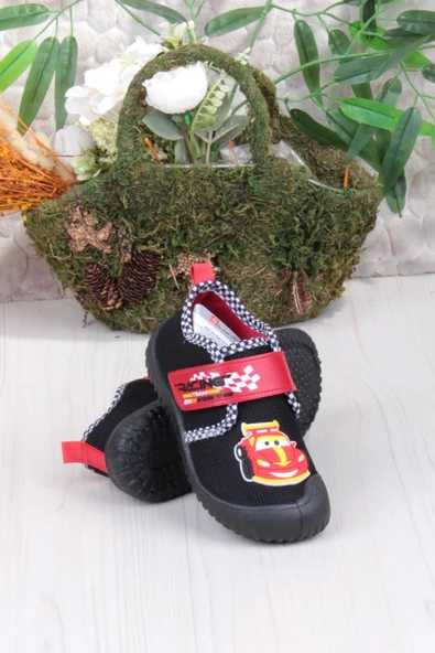 Fort 3449 Gz Araba Figürlü Anaokulu Kreş Ev Erkek Çocuk Keten Panduf Ayakkabı - Resim 4