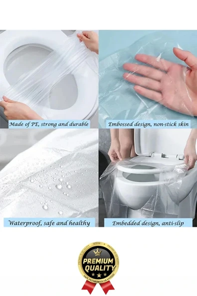 Yeni Seyahat Tipi Taşınabilir Okul Tuvalet Wc Hijyenik Tek Kullanımlık Klozet Kapağı Poşeti 50 Adet - 7