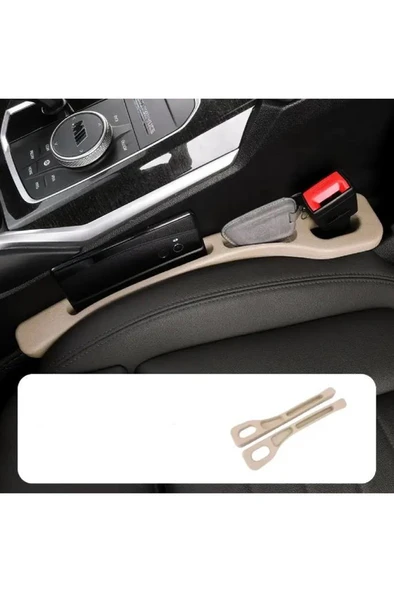 Krem 2 Adet Araç Oto Koltuk Arası Boşluk Doldurma Pedi Cüzdan Para Düşme Önleyici Telefon Tutucu - Resim 7