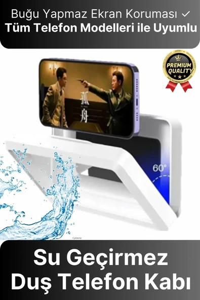 Çok Amaçlı Portatif Duvara Monte Sızdırmaz Buğu Yapmaz Su Geçirmez Hareketli Duş Telefon Kabı Tutucu