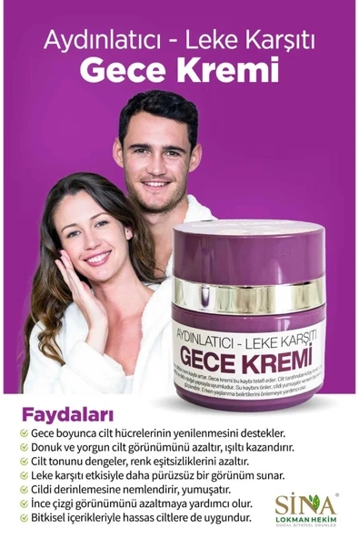 Sina - Aydınlatıcı & Leke Karşıtı Gece Kremi 50 ml - 2