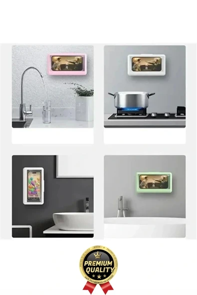 Çok Amaçlı Portatif Duvara Monte Sızdırmaz Buğu Yapmaz Su Geçirmez Hareketli Duş Telefon Kabı Tutucu - 7