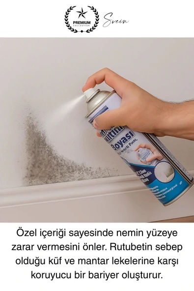 Premium Anti Küf Yalıtım Boyası Sprey Beyaz Rutubet Oluşumunu Engeller Duvar Derleme Önleyici 500 ml - 2