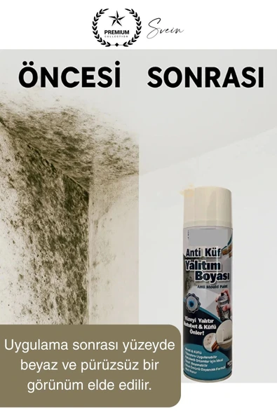 Premium Anti Küf Yalıtım Boyası Sprey Beyaz Rutubet Oluşumunu Engeller Duvar Derleme Önleyici 500 ml - 3