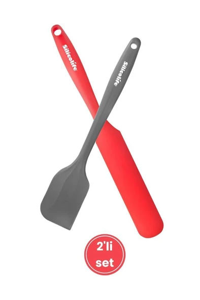 2’li Pasta Spatula Seti, Silikon Yanmaz Yapışmaz Spatula ve Çikolata Krema Reçel Sıvama Bıçağı Seti - Resim 2