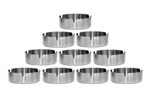 Omnisoft Küçük Boy 3x8 cm Yuvarlak Küllük Paslanmaz Çelik 10 Adet