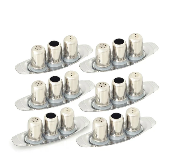 Omnisoft Küçük Boy Gondol Tuzluk Takımı Paslanmaz Çelik 6 Adet