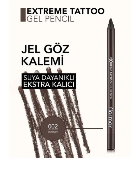 Flormar Extreme Tattoo Ekstra Kalıcı Mat Jel Göz Kalemi 002 Walnut - Resim 5