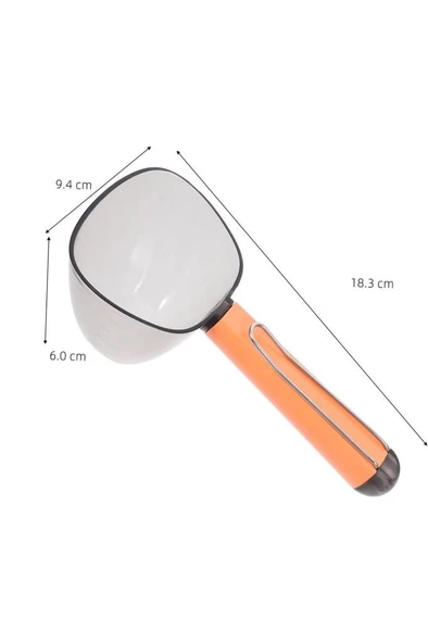 Klipsli Kedi Köpek Mama Kepçesi 180 ml Ölçekli Erzak Bakliyat Un Baharat Kahve Ölçü Kaşığı Küreği - 3