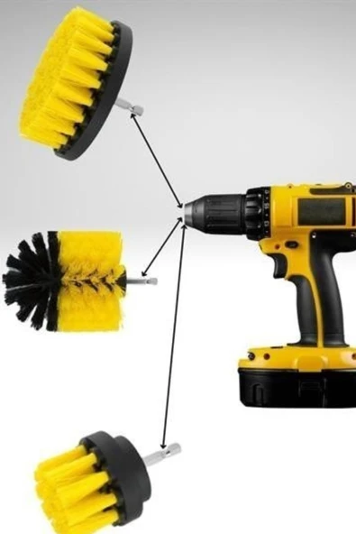 3’lü Matkap Uyumlu Temizlik Fırçası Seti-Ev & Araç İçin Profesyonel Temizlik Çözümü - 4