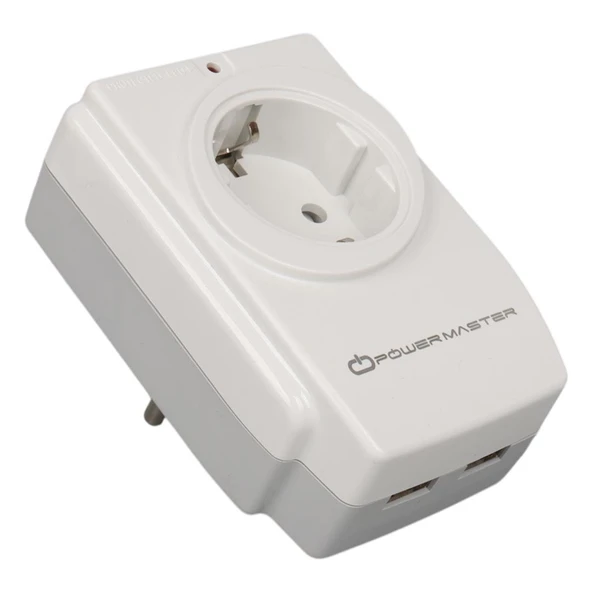 Powermaster PM-18721 16 Amper - 3680 Watt Tekli Çocuk Korumalı 2 USB'lı 1400 Joule Akım Korumalı Priz