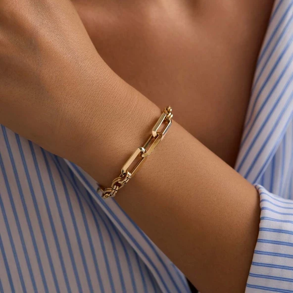 14 Ayar Hallow Bileklik İtaly 8 mm 19 cm - 2