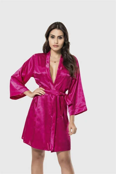 AmoraSecret AmoraSecret Vişne Kısa Saten Sabahlık - 1