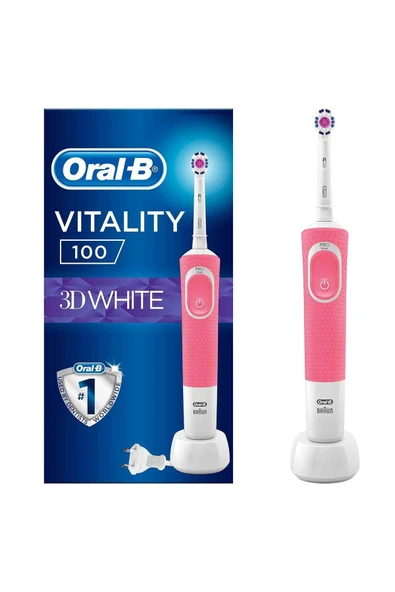 Oral-B D100 Şarj Edilebilir Diş Fırçası 3 Boyutlu Beyazlık Pembe ürün görseli
