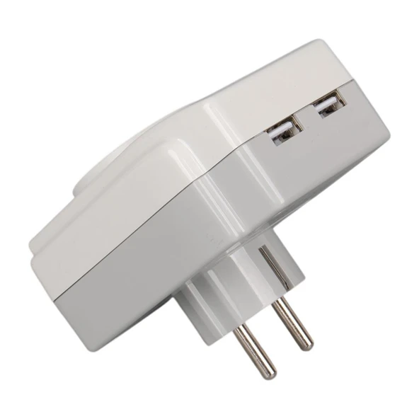 Powermaster PM-18721 16 Amper - 3680 Watt Tekli Çocuk Korumalı 2 USB'lı 1400 Joule Akım Korumalı Priz - 3