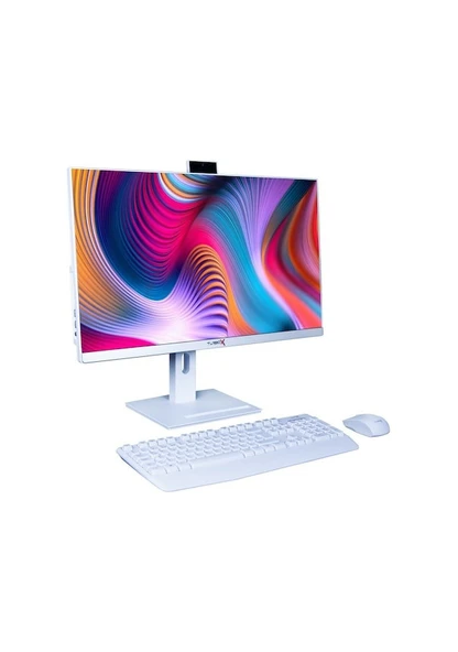 Turbox TAx772 i5 12400 8GB Ram 256GB M.2 NVMe SSD 27 Bluetooth Webcam Pivot Beyaz All In One Bilgisa ürün görseli 1