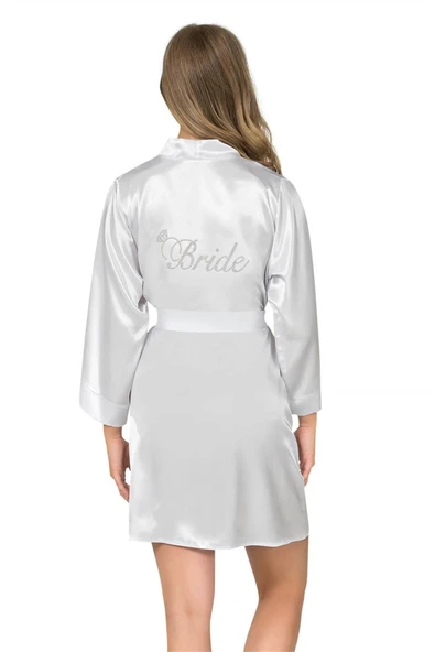 AmoraSecret AmoraSecret Ekru Kısa Saten Bride Sabahlık - 1