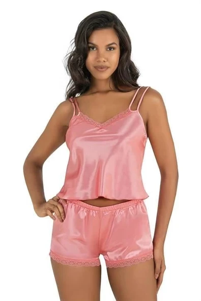 AmoraSecret AmoraSecret Mercan Saten Şort Takımı 9210 - 1