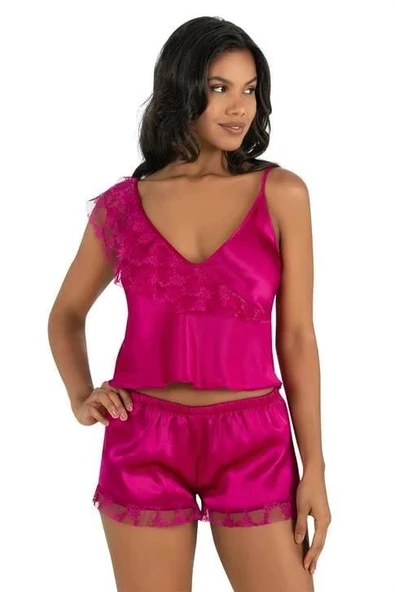 AmoraSecret AmoraSecret Vişne Saten Şort Takımı 9205 - 1