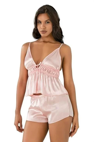 AmoraSecret AmoraSecret Somon Saten Şort Takımı 9208 - 1