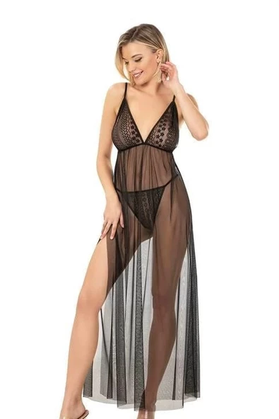 AmoraSecret AmoraSecret Siyah Kısa Tül Gecelik - 2