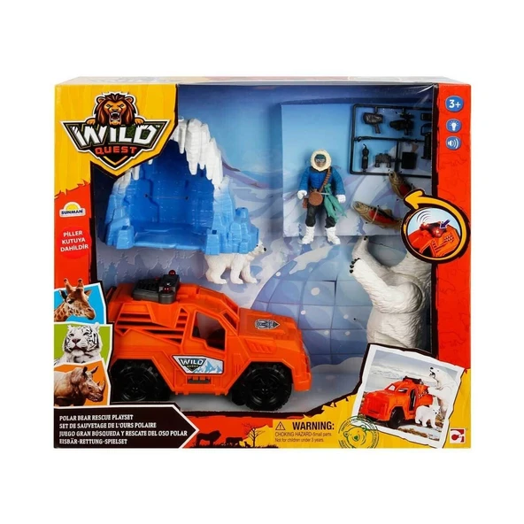 TOYZ DÜKKANIM 49203 SUN-CPM-OYUN SET WILD QUEST POLAR BEAR RESCUE 1ARAÇ 1FGR 2HYVN Kız Erkek Çocuk Oyuncak Eğitici - 1