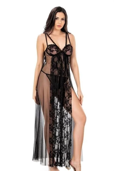 Arias Closet Siyah Kısa Tül Gecelik - 2